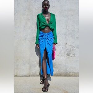 Zara Elegant Blue Maxi Skirt